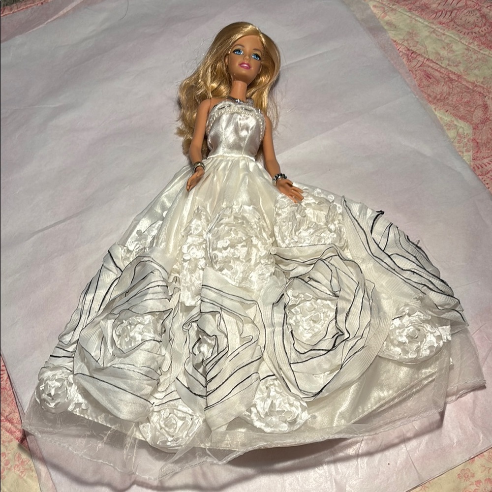 Barbie White Floral Ball Gown Doll